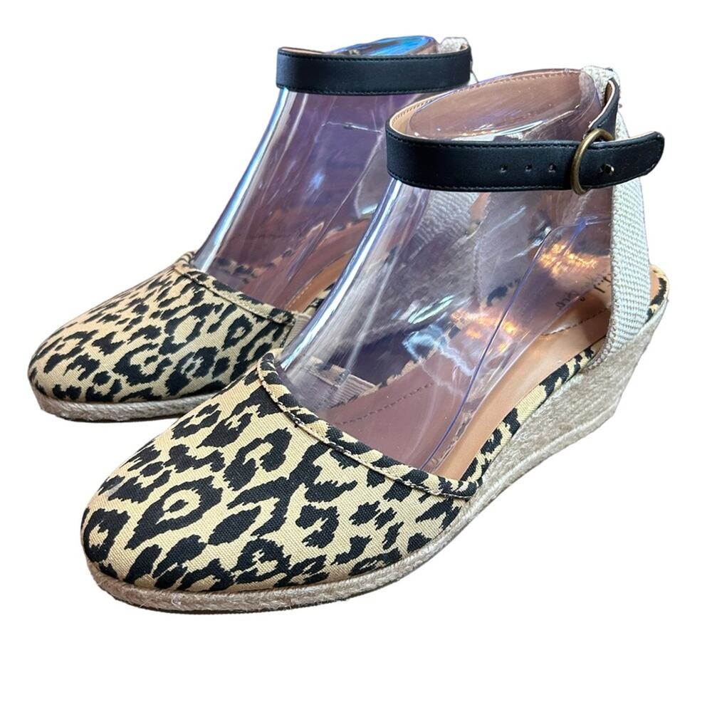 Style & Co Mailena Slingback Wedge Sandals Canvas Leopard Print NEW Size 7.5